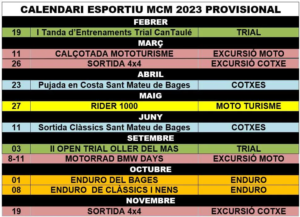 Cartell — Calendari Esportiu 2023 Actualitzat