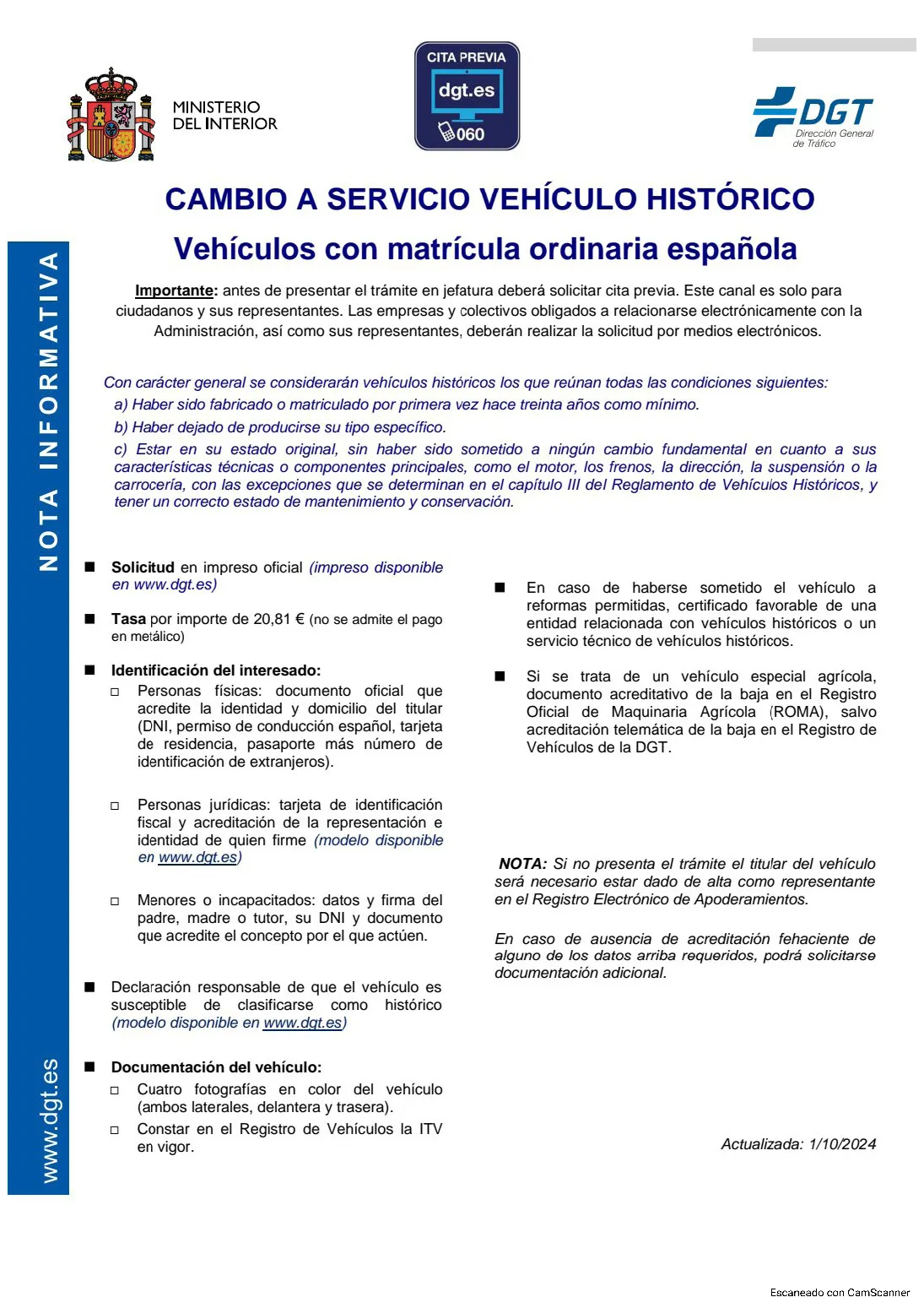 Cartell — Canvis Pels Tràmits a Vehicles Històrics
