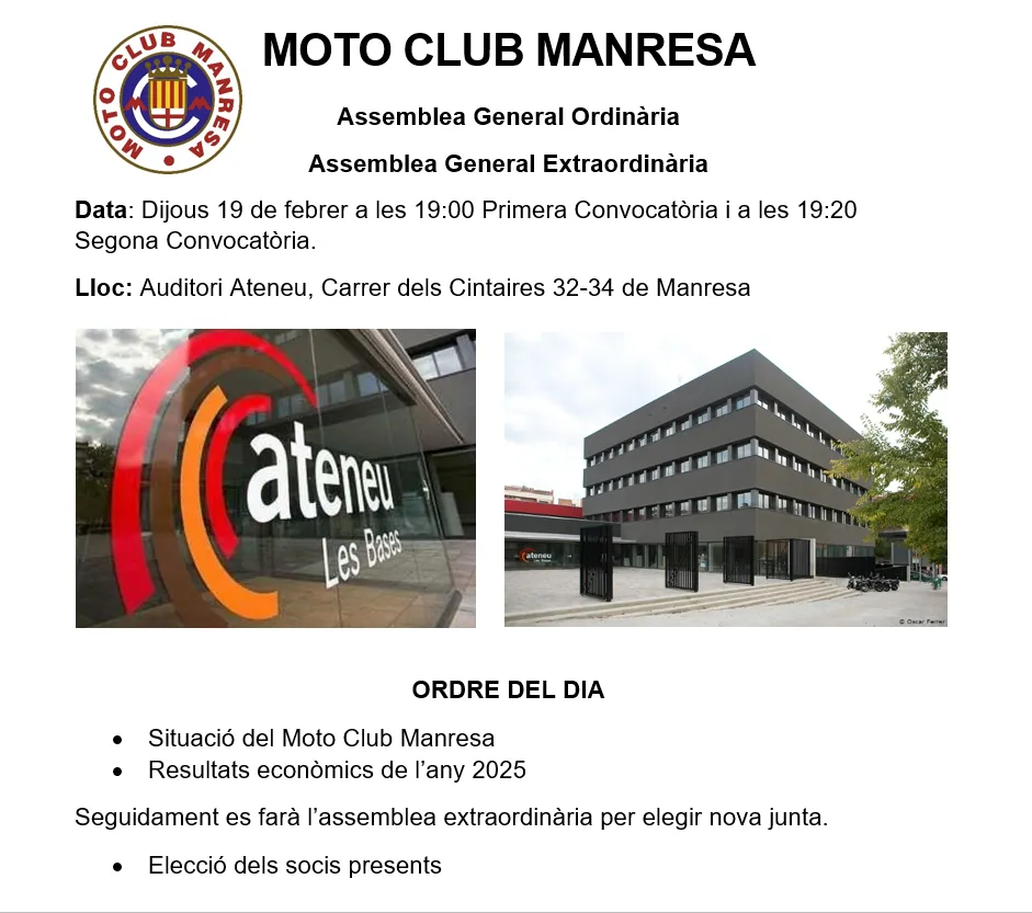 Cartell — Assemblea Ordinària/Extraordinària